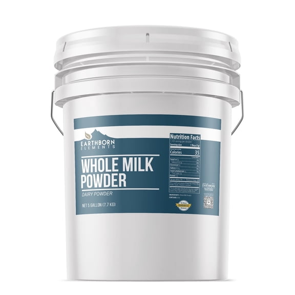 Earthborn Elements Whole Milk Powder 5 Gallon, Light Sweet Taste, Bulk Size