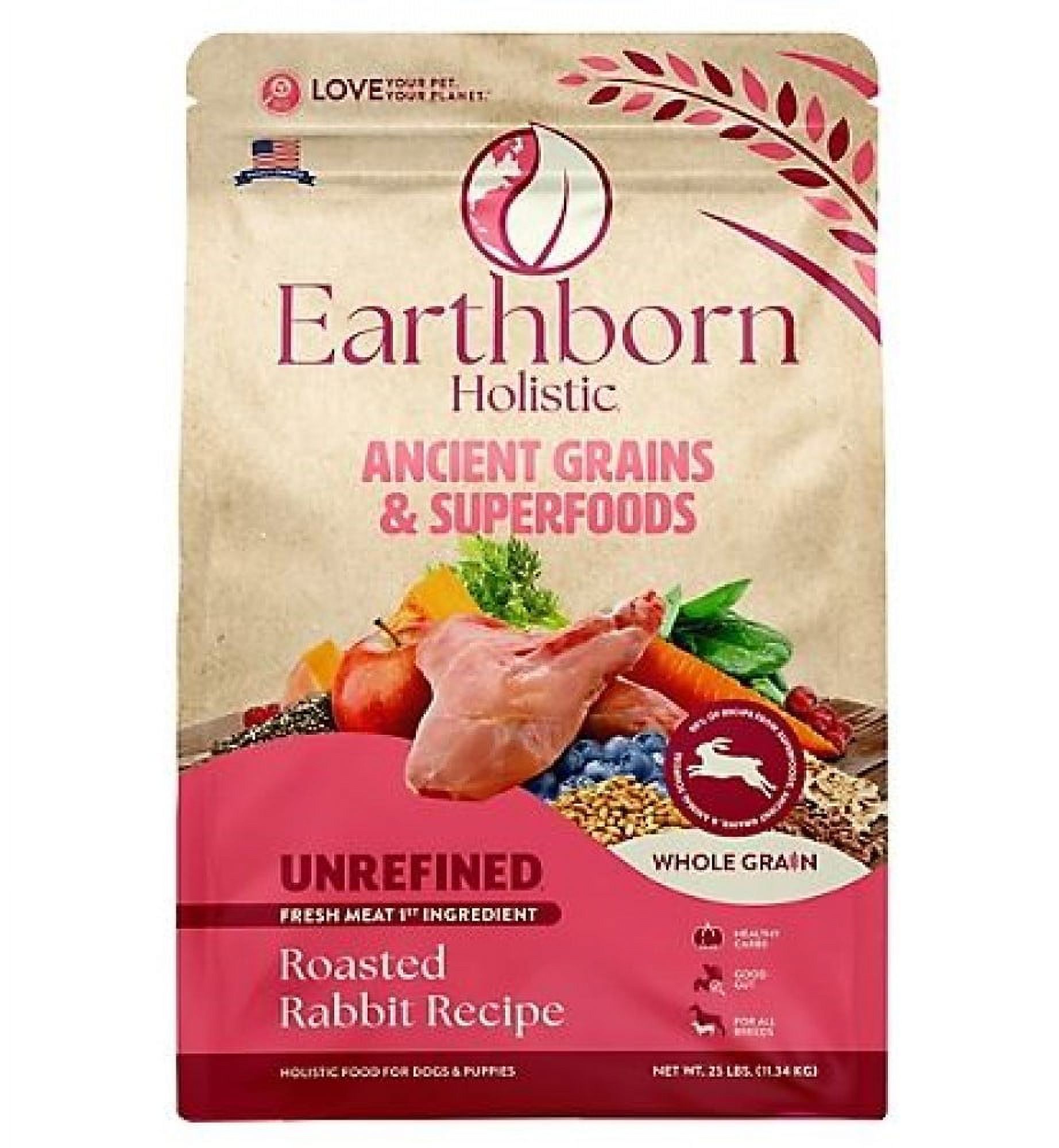 Earthborn Holistic 1750536 Unrefined Roasted Rabbit Dry Dog Food, 25 lb