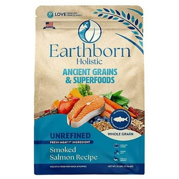 Earthborn Holistic 1750546 Unrefined Smoked Salmon Recipe Dry Dog Food, 25 lb.