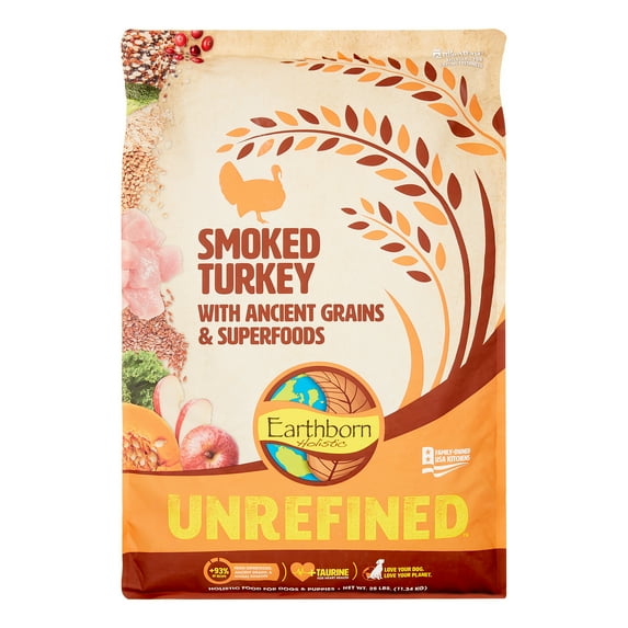 Earthborn Holistic Unrefined Turkey with Ancient Grains Dry Dog Food, 25 lb