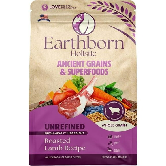 Earthborn Hollistic 248425 25 lbs 1750556 Unrefined Roasted Lamb & Ancient Grains MP70 Dog Food