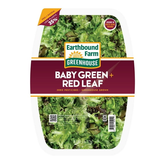 Earthbound Farm Greenhouse Fresh Baby Green Red Leaf Packaged Salad, 8 oz