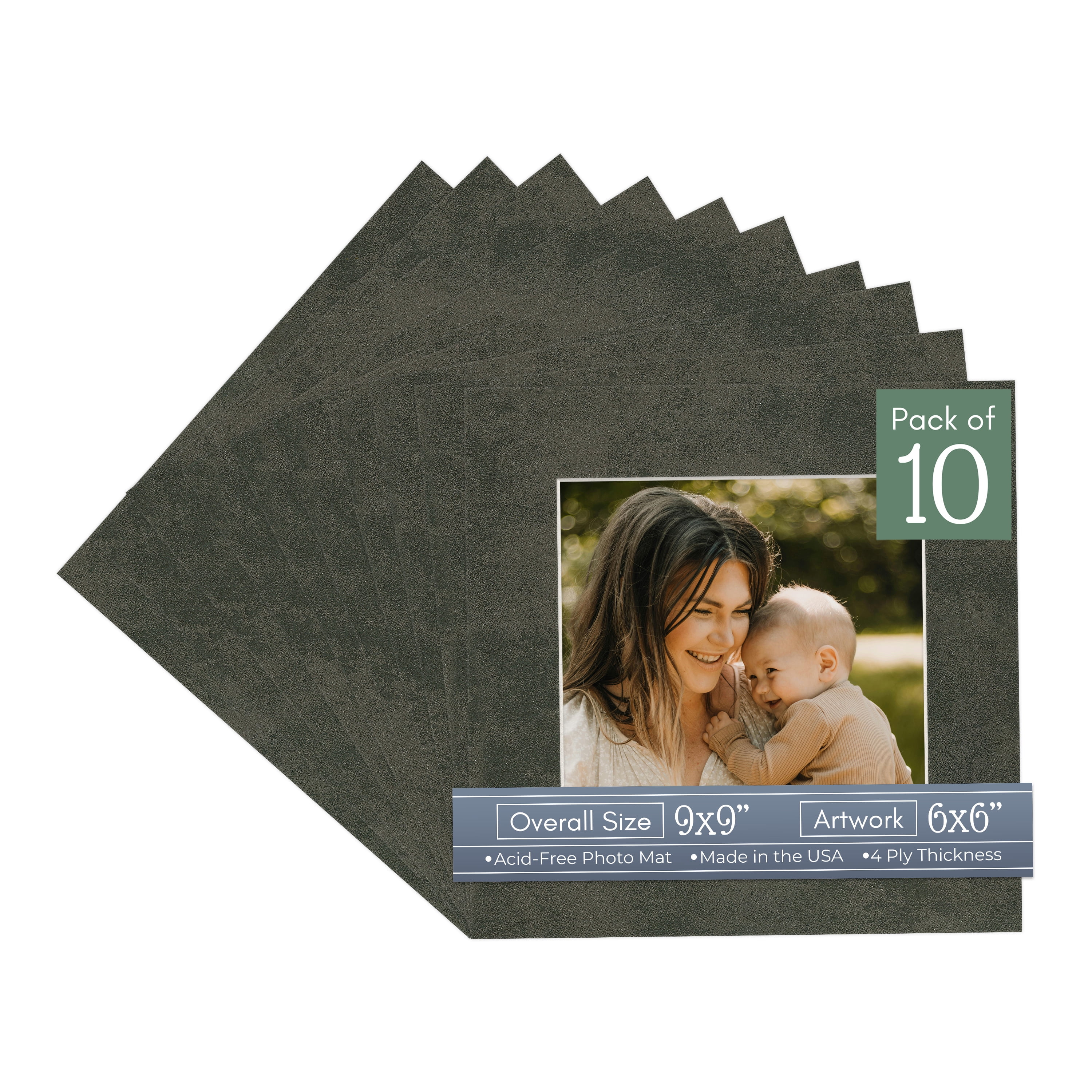 Earthen Gray Picture Frame Mat for 9x9 Frames - Fits 6x6 Photos - 10 ...