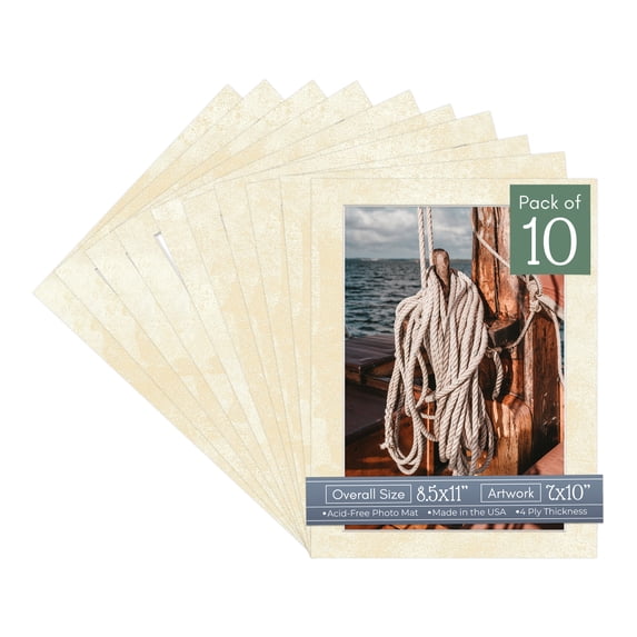 Earthen Off White Picture Frame Mat for 8.5x11 Frames - Fits 7x10 Photos - 10 Mats