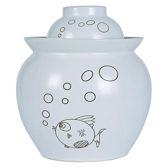 Earthen Pot Kimchi Jar Pickle Maker Container Onggi Jar Ceramic Bean Pot Fermenting Lids Chinese Pickle Jar Pickling Jars Sauerkraut Jar Seal