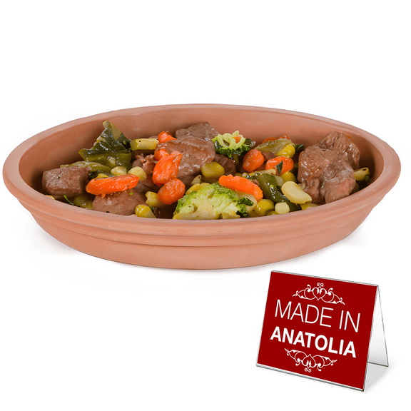 Earthenware Clay Pan for Owen, Terracotta Glazed Cazuela Dish, Mexican Clay Cookware, 11.8 inch