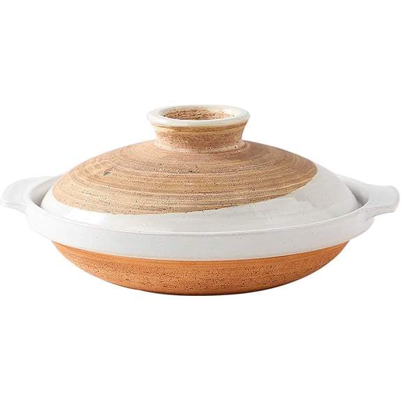 Earthenware Pot Japanese Shallow Ceramic Clay Cooking Pot 450ml for Shabu Bibimbap