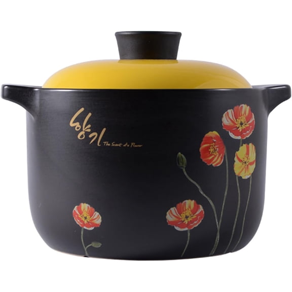Earthenware Pots Natural Ceramic Casserole with Lid Large Stock Clay Pot for Cooking Heat Resistant Hot Pot for Dinner and Party Suitable for Gas Microwave and Stovetops,6.5L/5.9Quarts