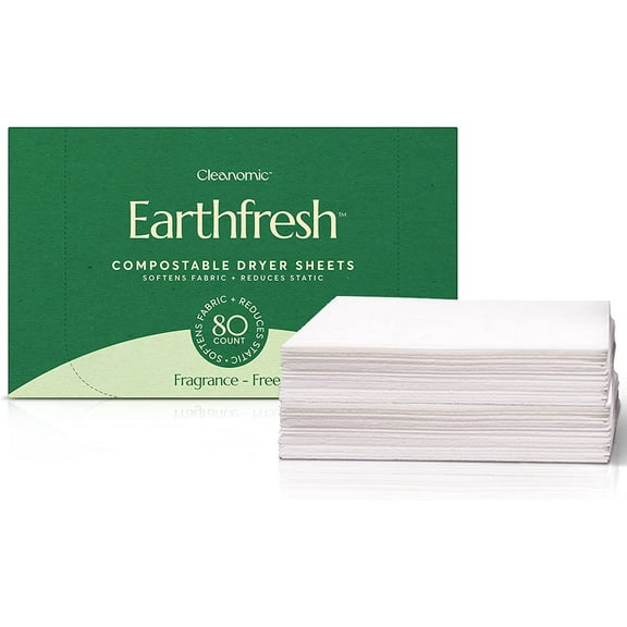 Earthfresh Fabric Softener Sheets Dryer Sheets, Softens & Removes Static Cling, Vegan Laundry Softener With Essential Oils -Fragrance Free
