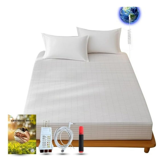 Earthing Grounding Sheet King White - Cotton & Silver Fiber for Sleep & Wellness
