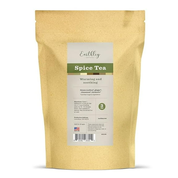 Earthley Wellness Herbal Tea, Spice Tea, Cinnamon and Spice Lovers, Certified Organic Ingredients, Always Small Batches (3oz, Spice Tea)