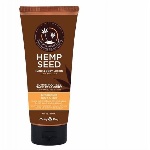 Hemp Seed Hand & Body Lotion, Dreamsicle Scent - 7 oz. - Soothe Dry Skin - Argan Oil, Hemp Seed Oil - Light, Non-Greasy Formula - Vegan & Cruelty Free