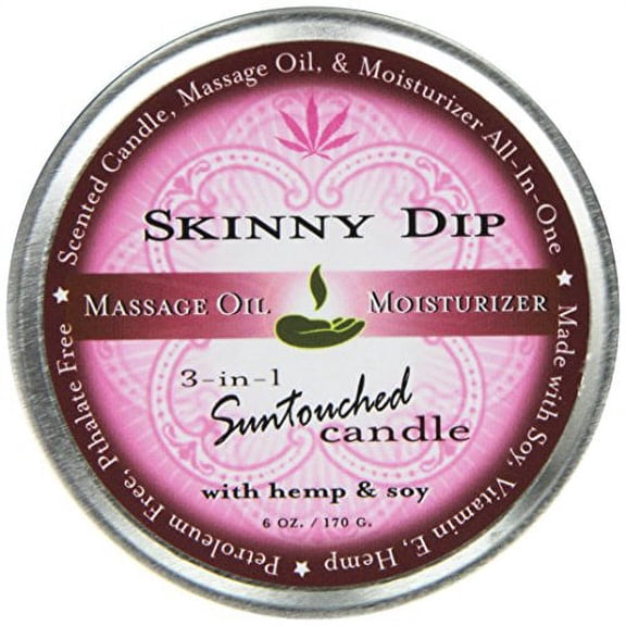 Earthly Body Round Massage Candle, Skinny Dip, 6.8 Ounces Tin