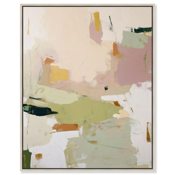 Earthly Delight Green Canvas Print Neutral Boho Art by Art Remedy, Silver Frame, 30 x 36