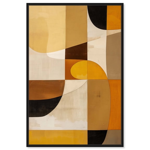 Earthly Geo Boho Neutral Abstract Canvas Wall Art by Art Remedy, Black Floater Frame, 36"x54"