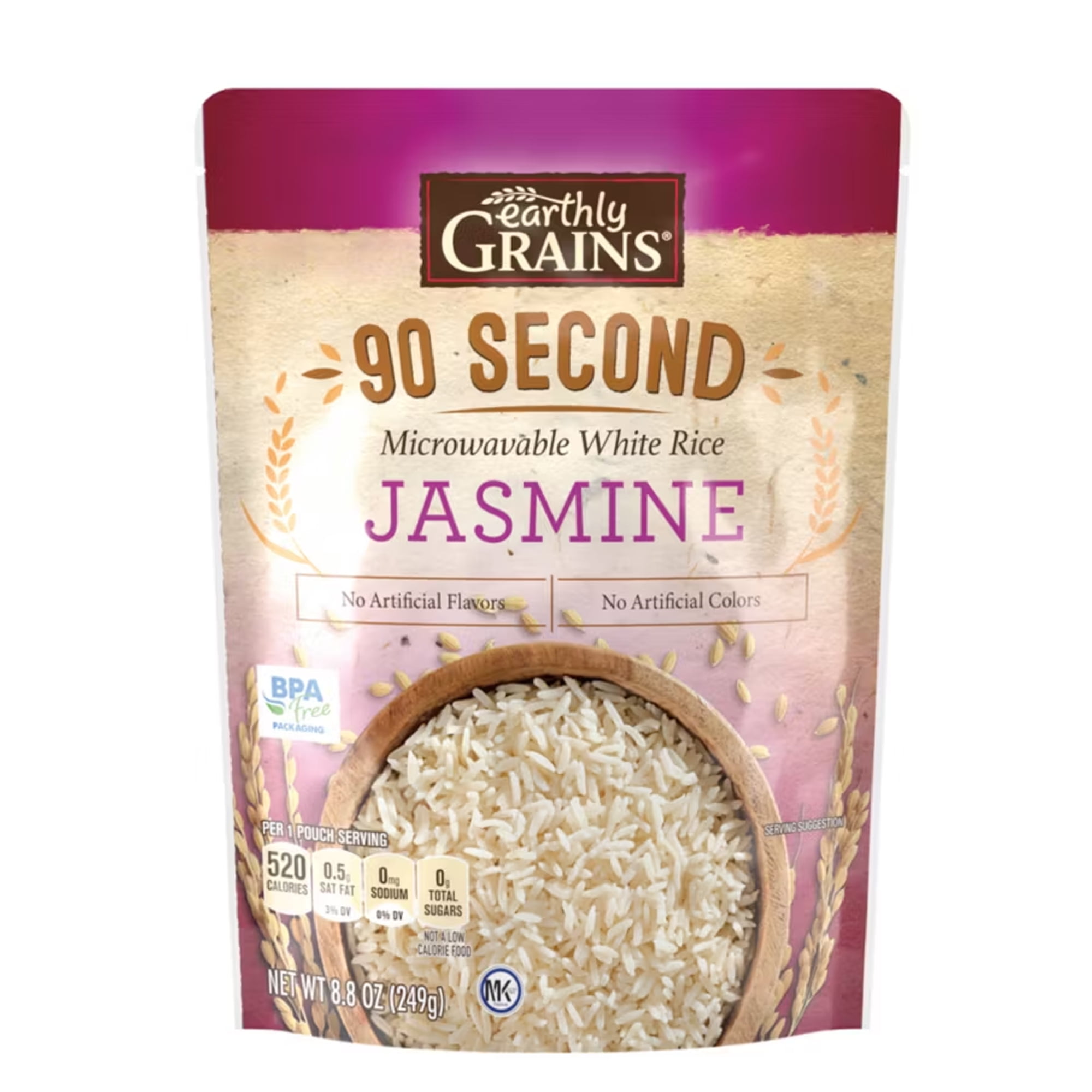 Earthly Grains 90 Second Microwaveable Jasmine Rice Quick & Healthy 8.8 ...