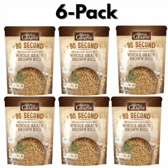 Earthly Grains 90 Second Whole Grain Brown Rice, 6 pcs,8.8oz