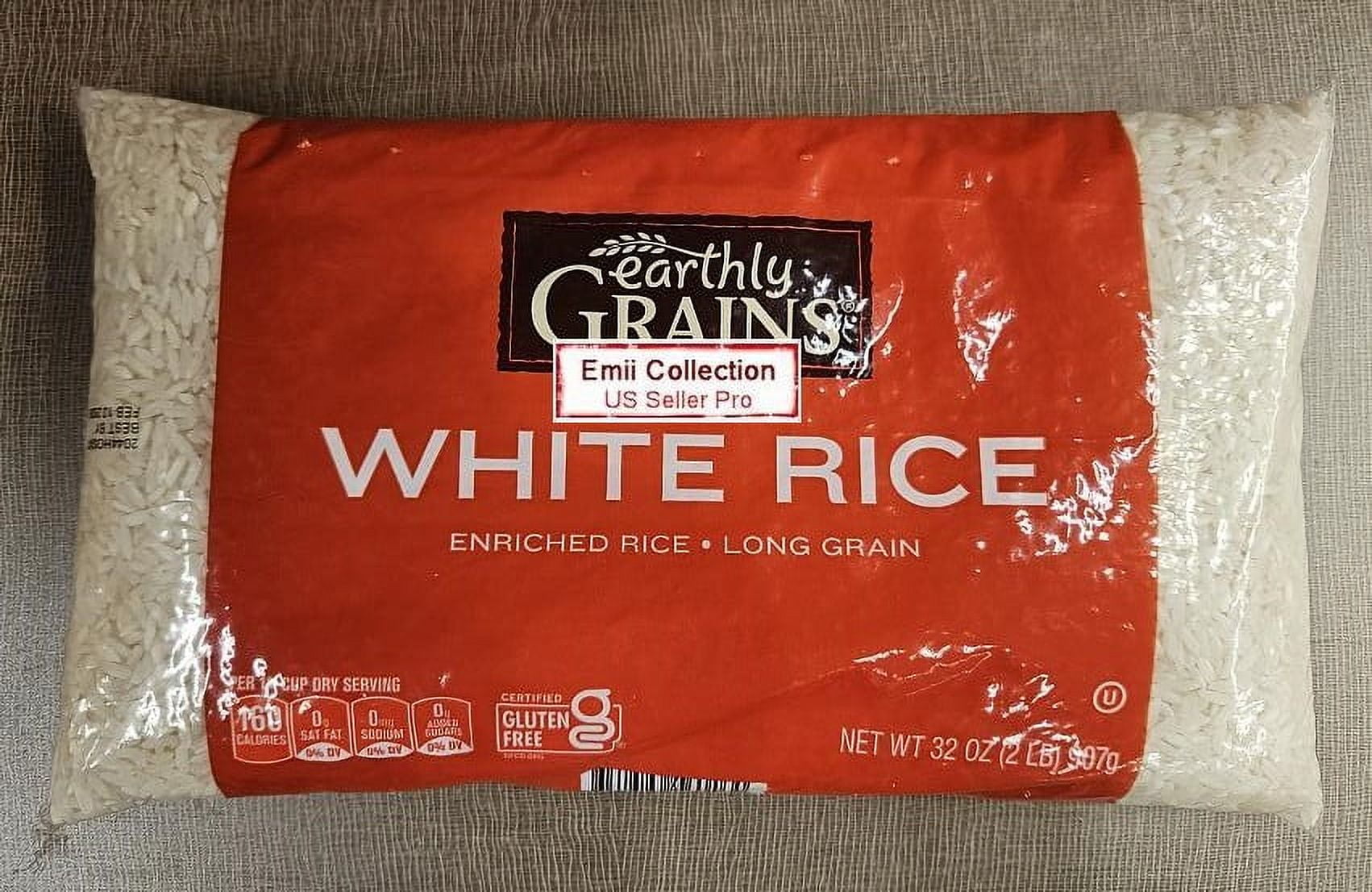 Earthly Grains Enriched, Long Grain White Rice Gluten Free Bundle 32oz 907g (Single Bag)