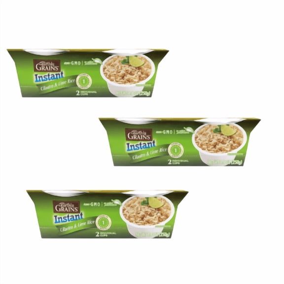 Earthly Grains Instant Cilantro Lime Rice Cups, 2 count 8.8 oz ,3 Pack