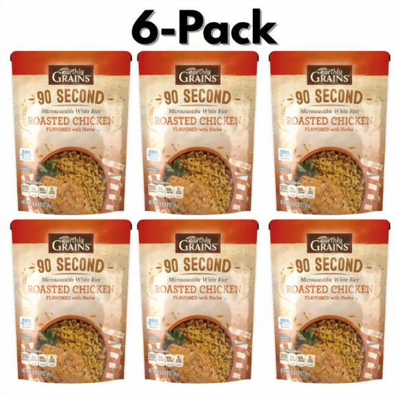 Earthly Grains Roasted Chicken Ready to Serve Rice, 8.8 oz,6-Pack