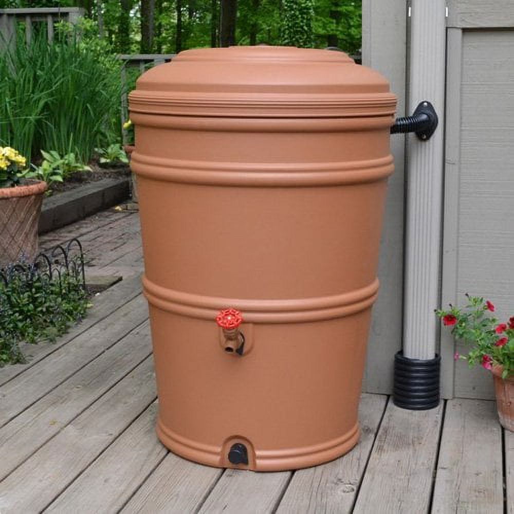 Terracotta 45 Gallon Plastic Rain Barrel with Diverter Kit