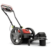 Earthquake 60V Walk Behind String Mower, Includes Two 4Ah Batteries, 22  Cutting Diameter, Three Cutting Speed Dial, 14  Never-Go-Flat Wheels, Easy Assembly, Adjustable Handlebar, 44965