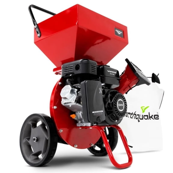 Earthquake Chipper Shredder K32, 33968 Heavy Duty 212cc, 4 Cycle Viper Engine, 5-Year Warranty, 3" Max Wood Diameter Capacity, Red