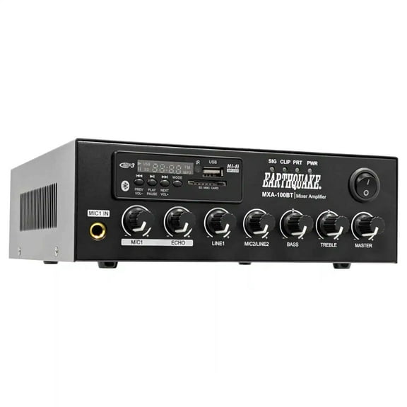 Earthquake Sound MXA-100BT 70/100/8 ohm Volt 100W 1-Channel Class D Mixer Audio Amplifier