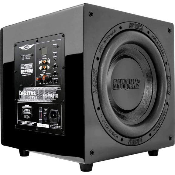 Earthquake Sound MiniMe DSP P-12 12-inch Powered Subwoofer with DSP Control and SLAPS Passive Radiator Technology, Black