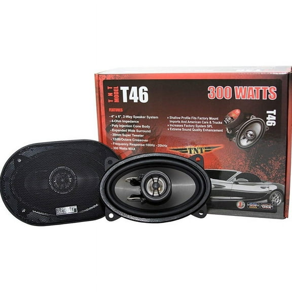 Earthquake T46 4' x 6' 2-Way 300 Watts Coaxial Car Speaker (pair) 300W 4x6