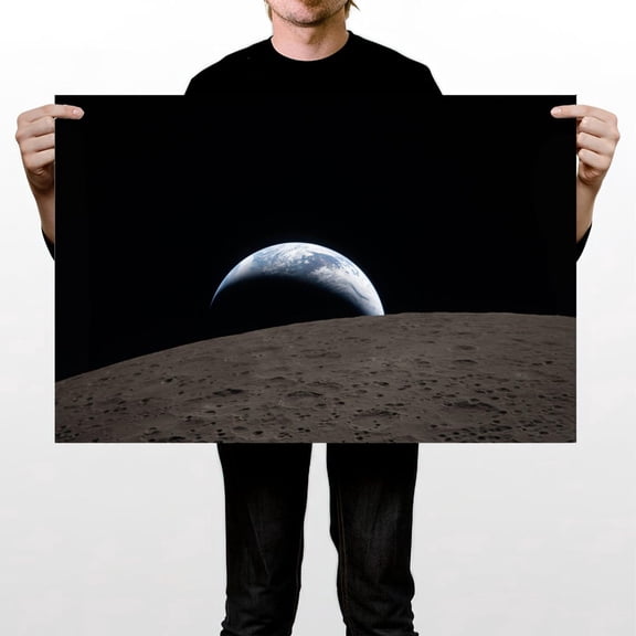 Earthrise Lunar Surface Space View Wall Art Decor Unframed Paper Print