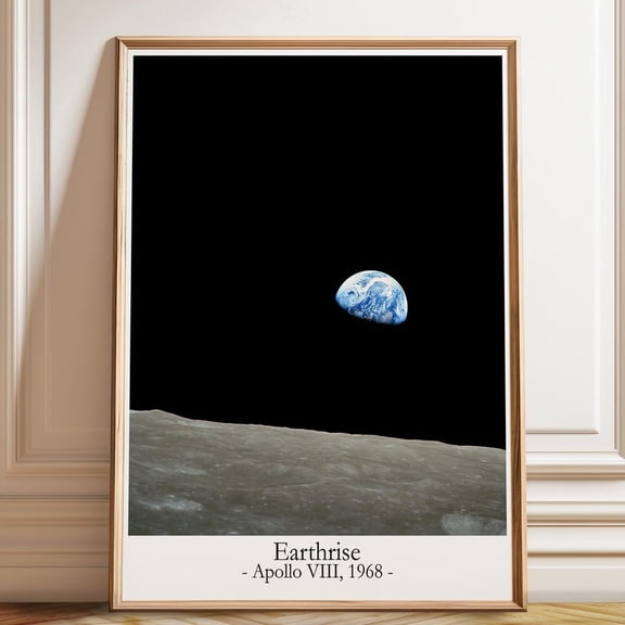 Earthrise Photo Print: Apollo 8 Space Wall Art Home Decor Vintage Gift Living Room Dercor