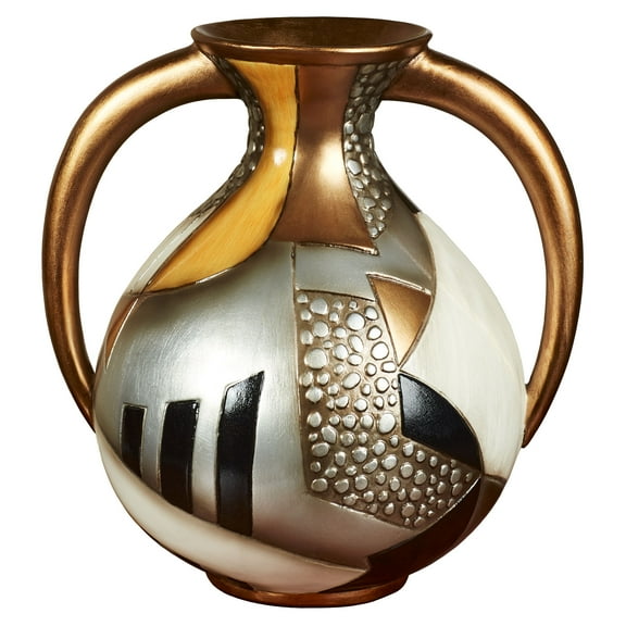 Earths Essence Decorative Handpainted Metallic Modern Geometric Table Vase Centerpiece 13 in wide x 10 in deep x 13 in high