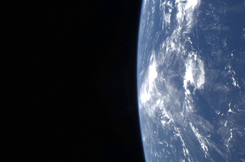 Earths horizon and the blackness of space Canvas Art - Stocktrek Images (34 x 23)