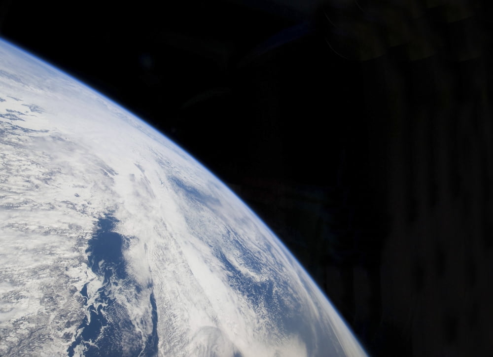 Earths horizon and the blackness of space Canvas Art - Stocktrek Images (34 x 24)