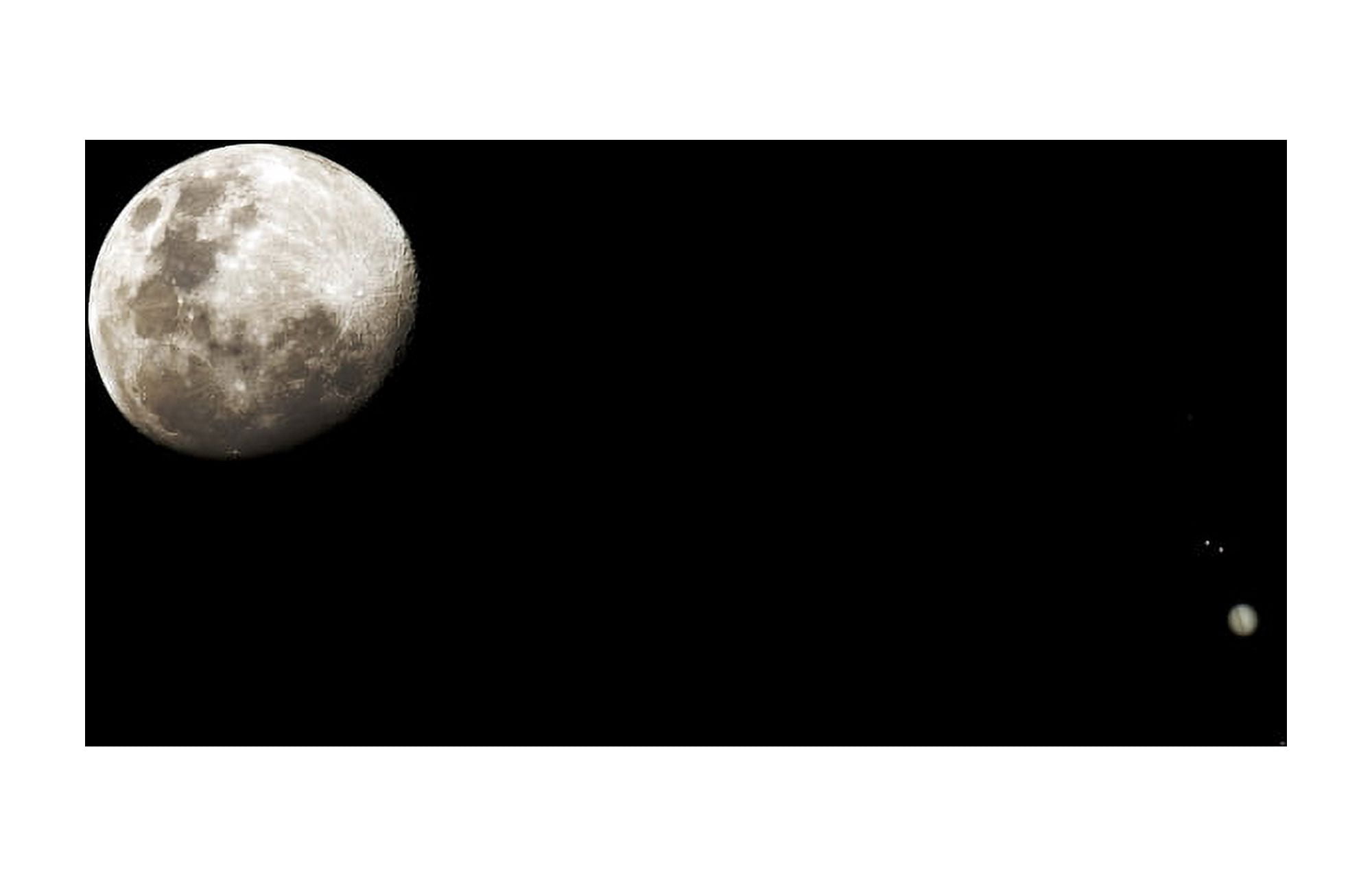 Earths moon and Jupiter separated by six degrees Canvas Art - Luis ArgerichStocktrek Images (18 x 12)