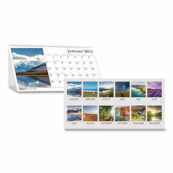 Earthscapes Recycled Desk Tent Monthly Calendar, Scenic Photography, 8.5 x 4.5, White Sheets, 12-Month (Jan to Dec): 2026 | Bundle of 5