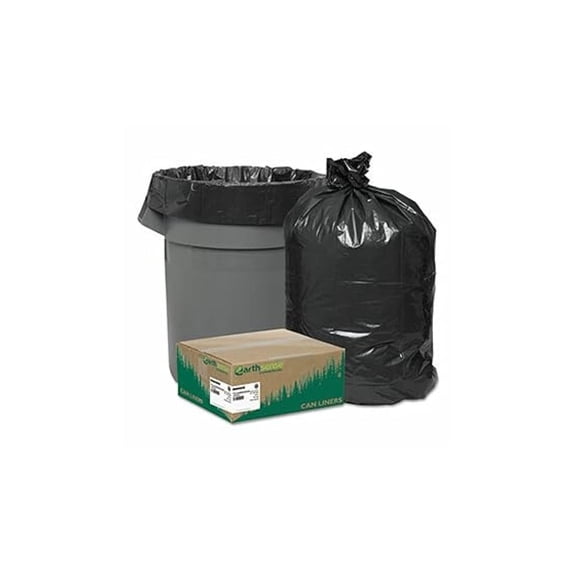 Earthsense Can Liners 40x46 Inch, 40-45 Gallon - Heavy Duty Black Trash Bags, 1.25 Mil, Recycled - (Case of 100)