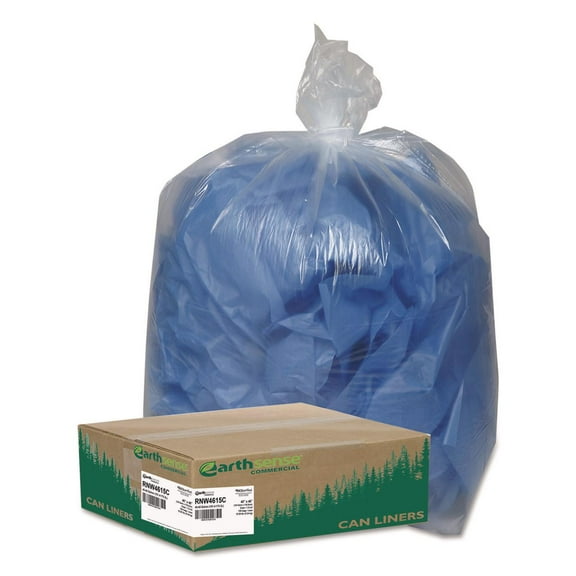 Earthsense Clear Recycled Can Liners 40-45gal 1.5mil Clear 100/Carton RNW4615C
