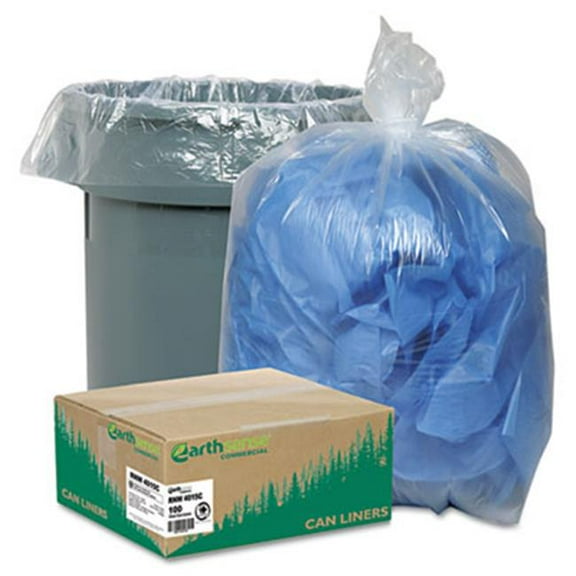 Earthsense Commercial Clear Recycled Can Liners 31-33 gal 1.25 mil Clear 100 per Carton