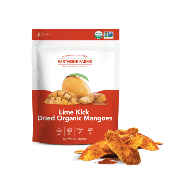 Earthside Farms Lime Kick Dried Organic Mangoes, 6 Pack, 2.8oz