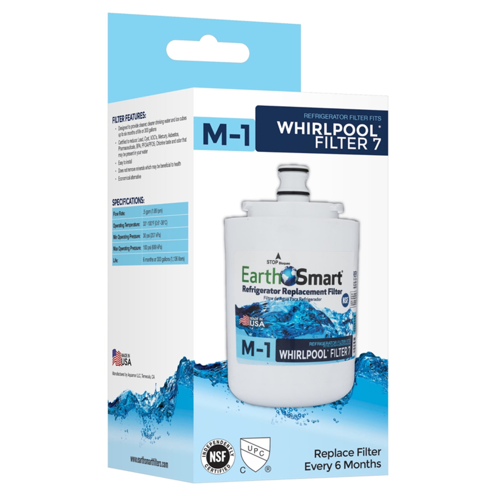 EarthSmart M-1 Refrigerator Replacement Filter For Whirlpool Filter 7