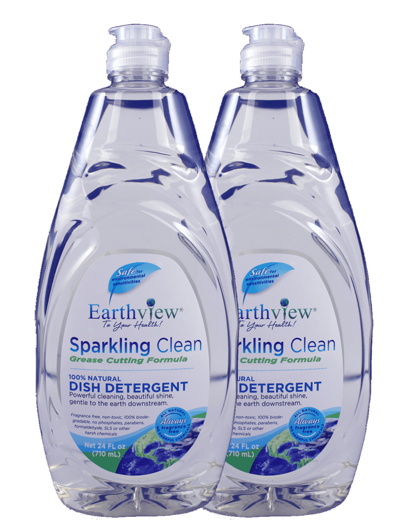 Earthview Dish Detergent, Fragrance Free 2 pk/ 24 oz- Designed for Environmental Sensitivities (MI, MCS, EI)