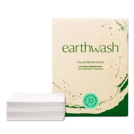 Earthwash Laundry Detergent Sheet, Ocean Breeze v2, 32 Concentrated Strips