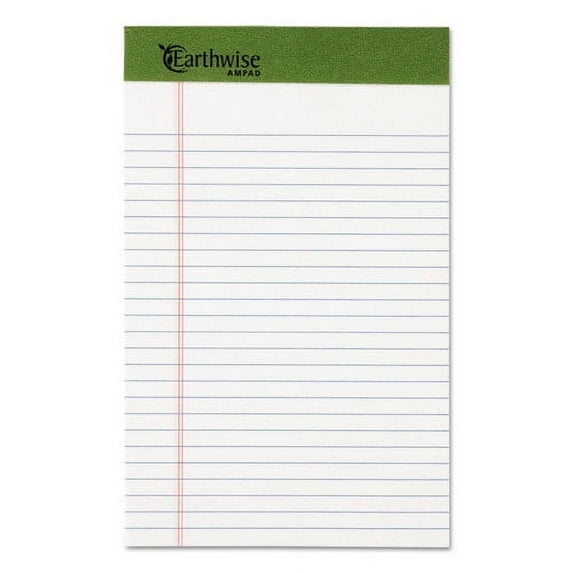 Earthwise By Ampad Recycled Writing Pad, Narrow Rule, Politex Green Headband, 50 White 5 X 8 Sheets, Dozen | Bundle of 2 Dozen