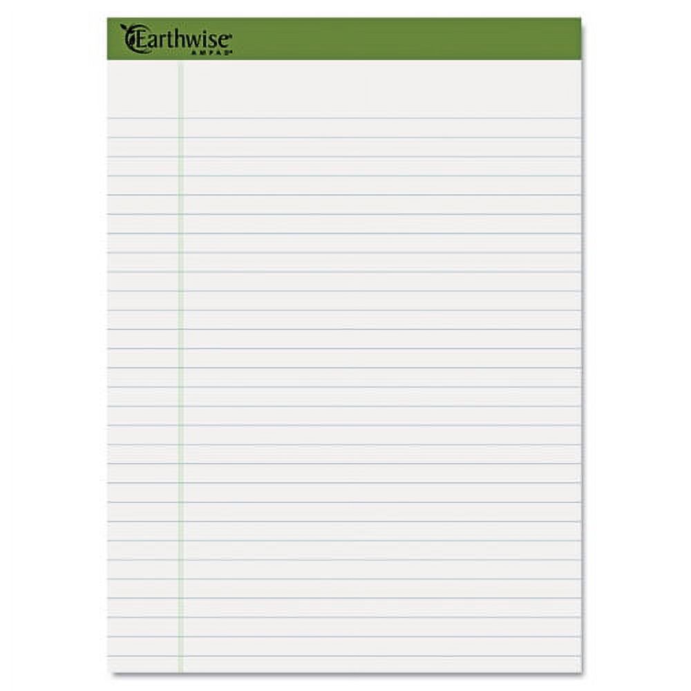 Earthwise By Ampad Recycled Writing Pad, Wide/legal Rule, Politex Sand Headband, 40 White 8.5 X 11.75 Sheets, 4/pack | Bundle of 10 Packs