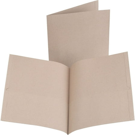 Earthwise By Oxford 100% Recycled Paper Twin-Pocket Portfolio, 100 Sheet Capacity, 11 X 8.5, Natural, 10/pack | Bundle of 5 Packs