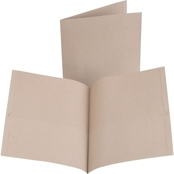 Earthwise By Oxford 100% Recycled Paper Twin-Pocket Portfolio, 100 Sheet Capacity, 11 X 8.5, Natural, 10/pack | Bundle of 5 Packs