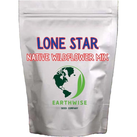 Earthwise Lone Star Native Wildflower Seed Mix. Texas Native Prairie Grasses, Pollinator Friendly, Drought Resilient, Soil Health Booster, Organic, Chemical-Free, Covers 2,000 Sq ft, 1 lb