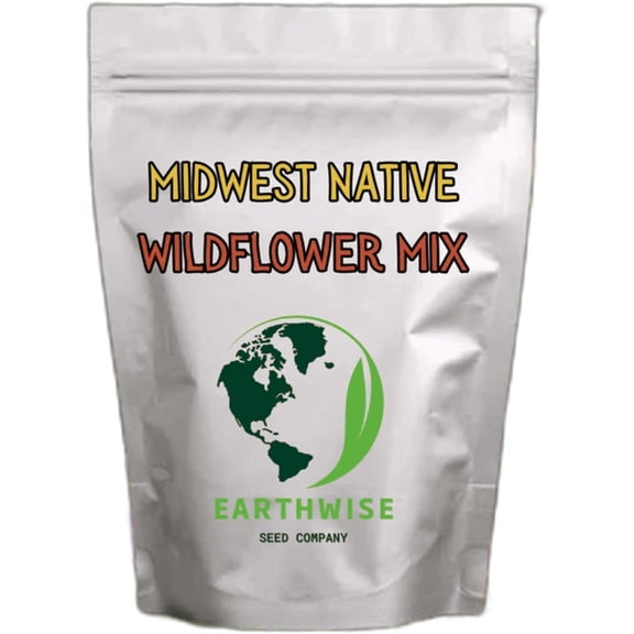 Earthwise Midwest Native Wildflower Seed Mix, Low Maintenance, Organic, Season-Long Blooms, Drought Tolerant, Pollinator Friendly, Pet Safe, Chemical-Free, Covers 10,000 Sq ft, 5 lb